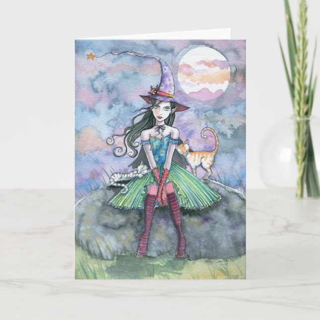 Witch Cat Halloween Card av Molly Harrison Kort (Framsida)