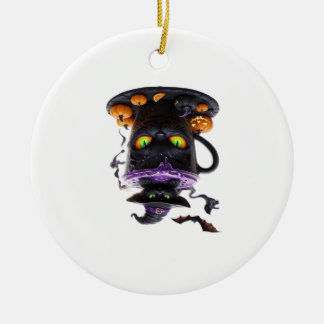 Witch Cat Halloween Latte  Creepy Cute Coffee with Julgransprydnad Keramik