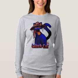 Witch Cat Halloween pixel art T Shirt