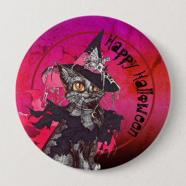 Witch Cat Happy halloween Knapp