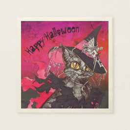 Witch Cat Happy halloween Pappersservett