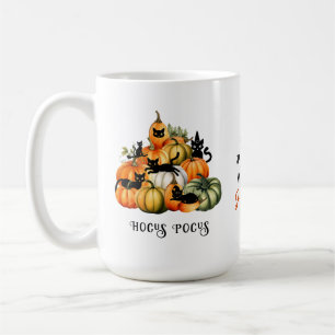 Witch Cat Jack o lantern Pumpkin Patch Halloween Kaffemugg