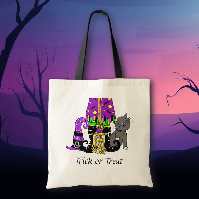 Witch, Cat och Broomstick Halloween Bus eller godi Tygkasse (Skapare uppladdad)