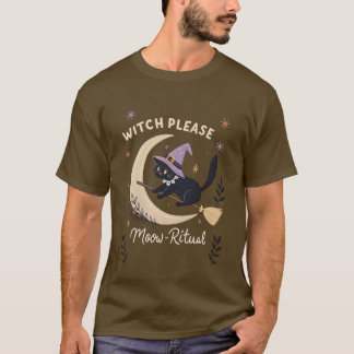 Witch Cat Riding Broomstick i Space Celestial T-S T Shirt