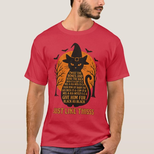 Witch Cat Spell Halloween Design Design T Shirt (Framsida)