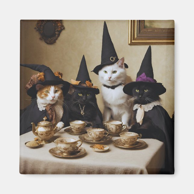 Witch Cat Tea Party Magnet (Framsidan)