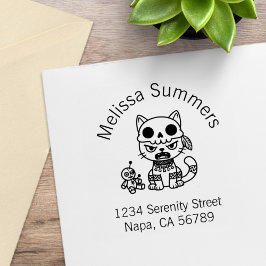 Witch Cat Voodoo Doll Arch Address Stämpel