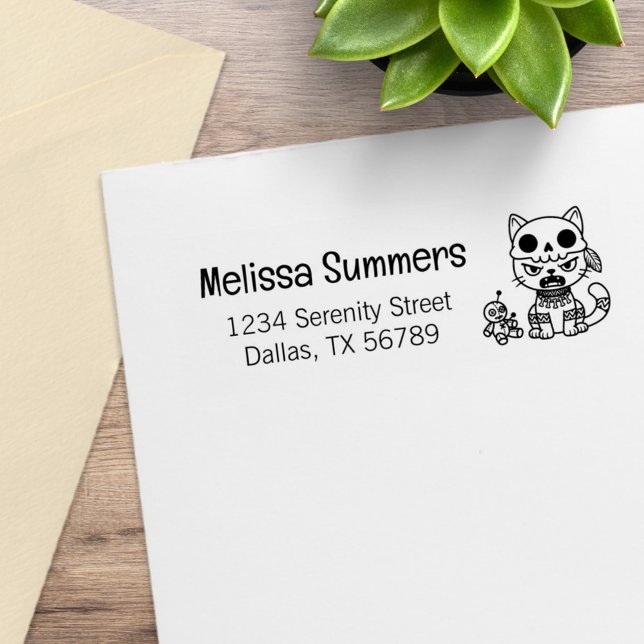 Witch Cat Voodoo Doll Return Address Stämpel (Skapare uppladdad)