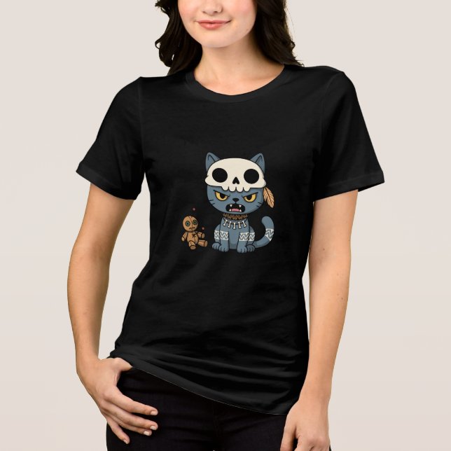 Witch Cat Voodoo Doll T Shirt (Framsida)