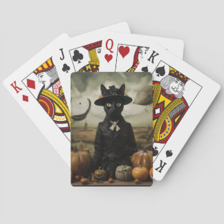 Witch Cat with Pumpkins Casinokort