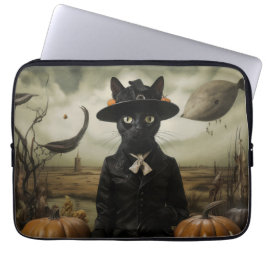 Witch Cat with Pumpkins Laptop Fodral