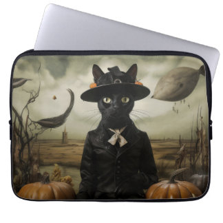 Witch Cat with Pumpkins  Laptop Fodral