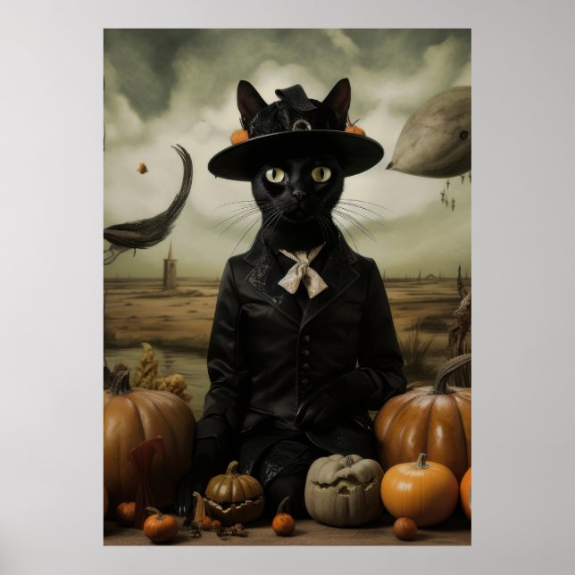 Witch Cat with Pumpkins  Poster (Framsidan)