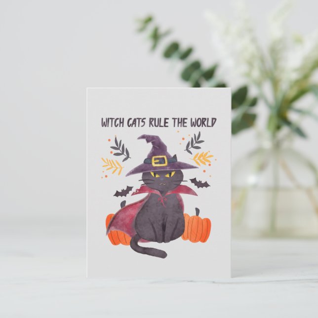 Witch Cats Rule World - Black Cat Vykort (Stående Fram)