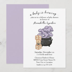 Witch Cauldron Halloween Baby Shower Inbjudningar