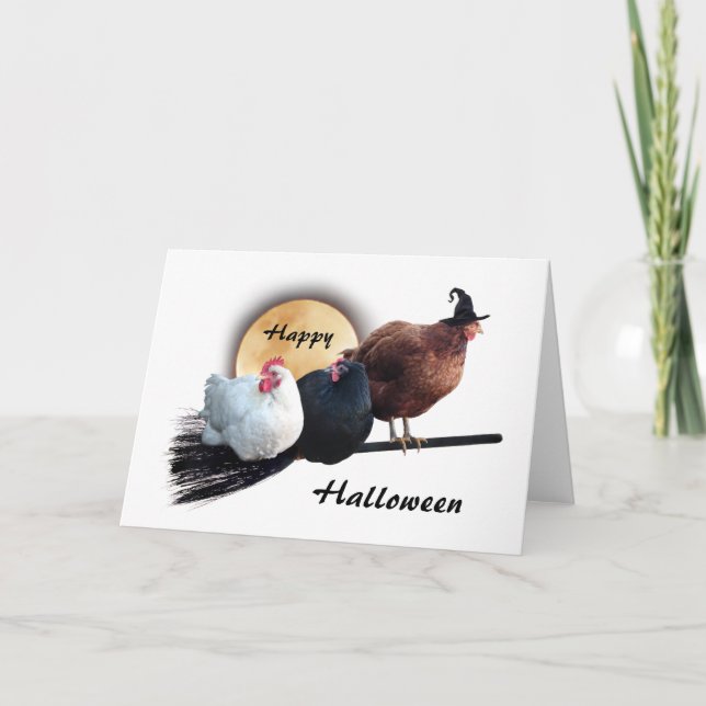 Witch Chickens Halloween Card Kort (Framsida)
