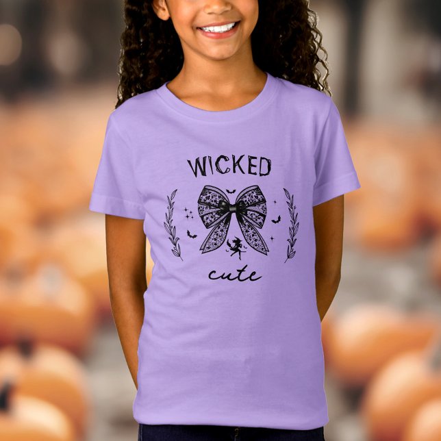 Witch Coquette Black Bow Halloween Lila Namn T Shirt (Witch Coquette Black Bow Halloween Purple Name T-Shirt)