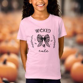 Witch Coquette Black Bow Halloween Namn Rosa T Shirt