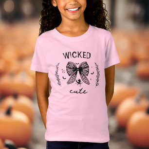 Witch Coquette Black Bow Halloween Namn Rosa T Shirt