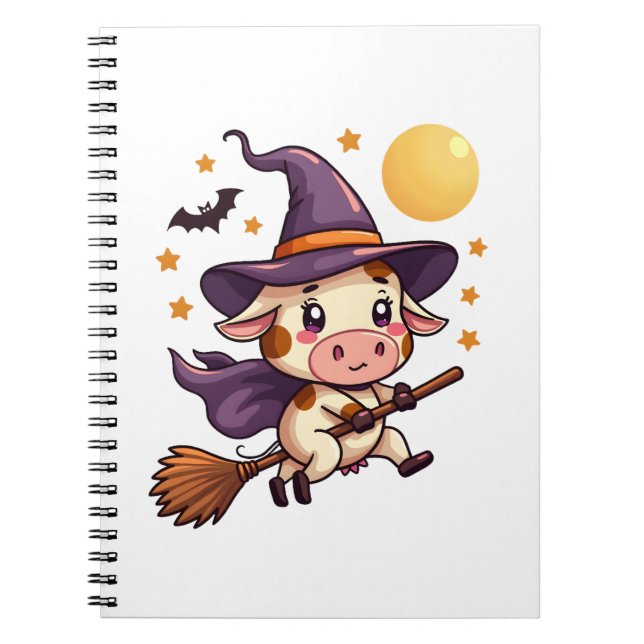 Witch Cow på en Broomstick Anteckningsbok (Framsidan)