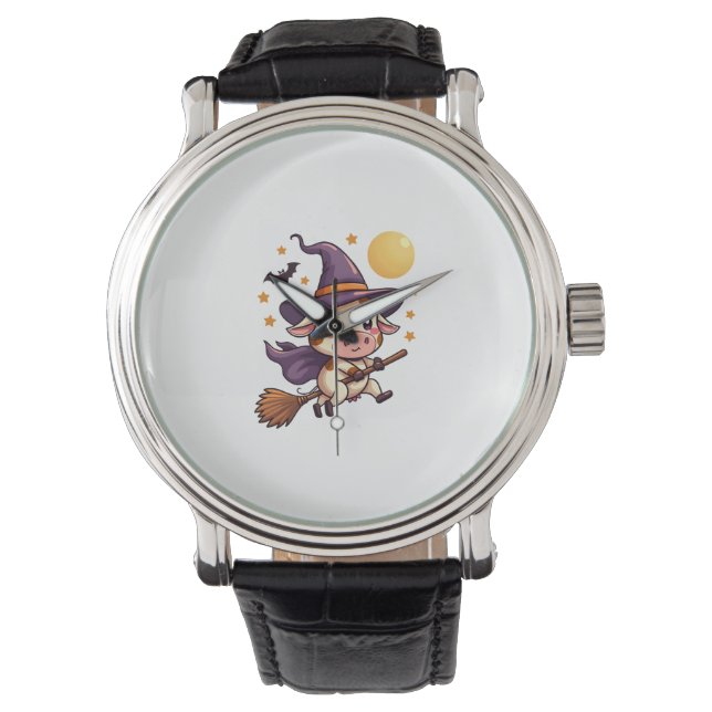 Witch Cow på en Broomstick Armbandsur (Framsida)