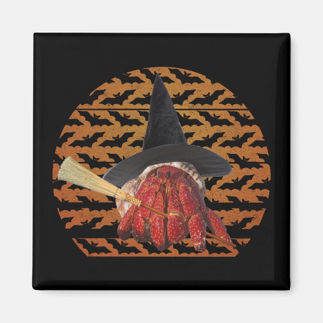 Witch Crab Funny Halloween Hermit Crab Älskare Magnet (Framsidan)