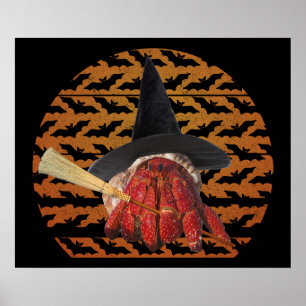 Witch Crab Funny Halloween Hermit Crab Älskare Poster