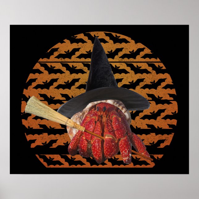 Witch Crab Funny Halloween Hermit Crab Älskare Poster (Framsidan)