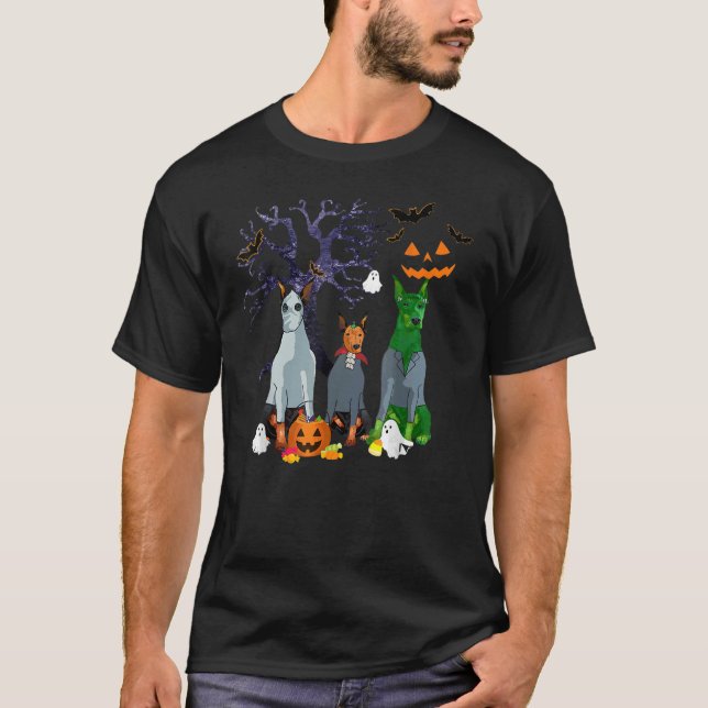 Witch Doberman Pinscher Hund Halloween Costume Fam T Shirt (Framsida)