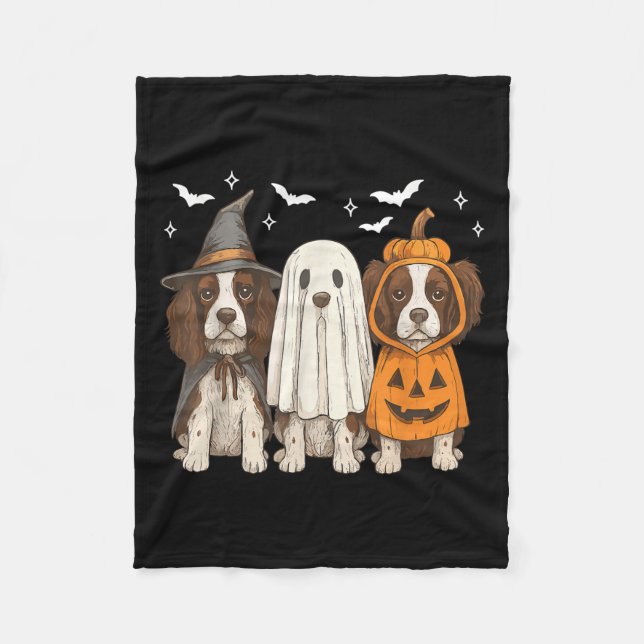 Witch English Springer Spain Halloween Springer Fleecefilt (Framsidan)
