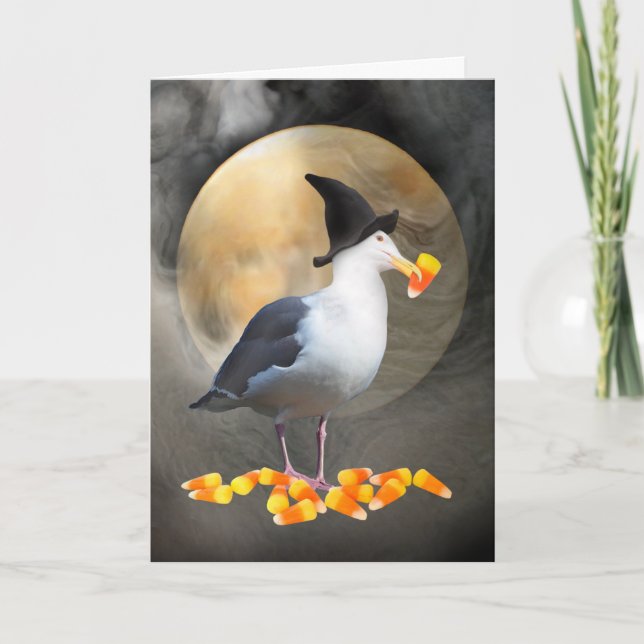 Witch Fiskmås Halloween-kort Kort (Framsida)