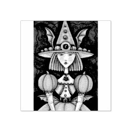 WITCH FLADDERMUS GIRL, GOTH HALLOWEEN GUBBER FRIMÄ STÄMPEL