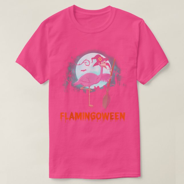 Witch Flamingoween Flamingo Halloween Graveyard Mo T Shirt (Design framsida)