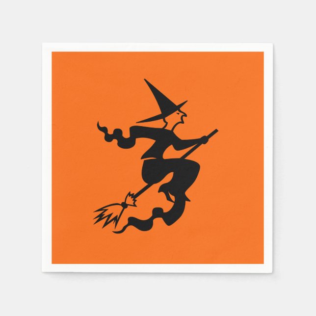 Witch Flies on Broomstick Halloween 4Nellie Pappersservett (Framsidan)