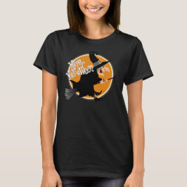 Witch Flies på Broomstick Happy halloween T-shirt