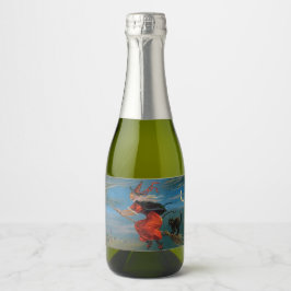 Witch Flies with Black Cat on Halloween Natt