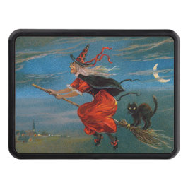 Witch Flies with Black Cat on Halloween Natt Dragkroksskydd