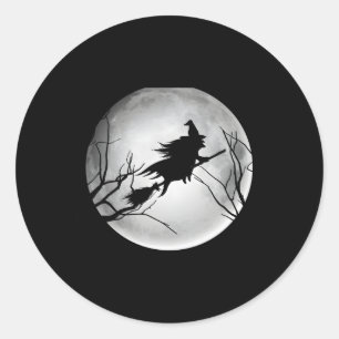 Witch Full Moon Halloween Witchy N Runt Klistermärke
