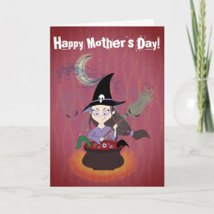 Witch Funny Lycklig Mors dag Kort