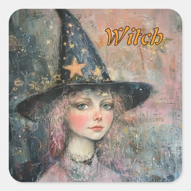 Witch Fyrkantigt Klistermärke (Framsida)