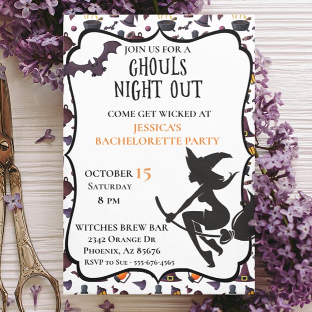 Witch Ghouls night Bachelorette Halloween oktober Inbjudningar (Skapare uppladdad)