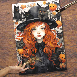 Witch Girl 3 Halloween Decoupage Papper