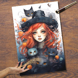 Witch Girl 4 Halloween Decoupage Papper