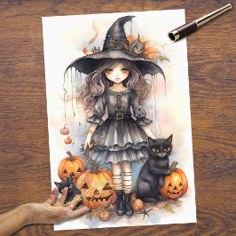 Witch Girl 5 Halloween Decoupage Papper