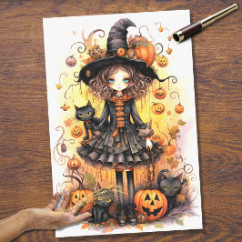Witch Girl 6 Halloween Decoupage Papper
