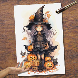 Witch Girl 8 Halloween Decoupage Papper