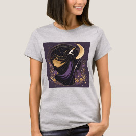 Witch Girl Måne Magic Women's Halloween Shirt T Shirt