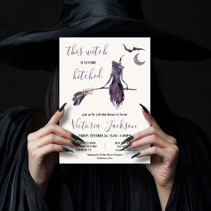 Witch håller på att bli Hitched Halloween Möhippa Inbjudningar