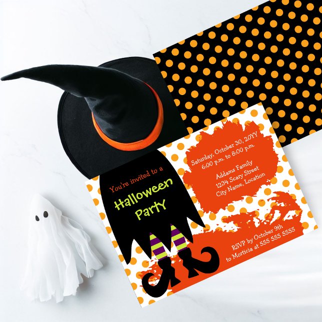 Witch Halloween fest Inbjudningar (A bewitching Halloween party invite perfect for kids and adults.)