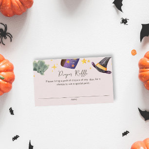 Witch Halloween Girl Diaper Raffle Baby Shower Tilläggskort
